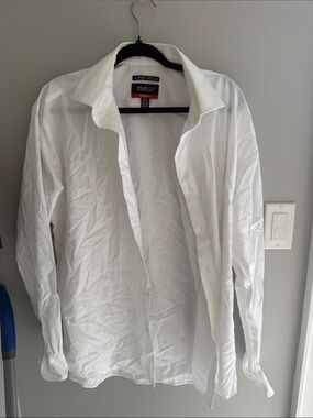 Kenneth Cole White Men's Dress Shirt - Spread Collar